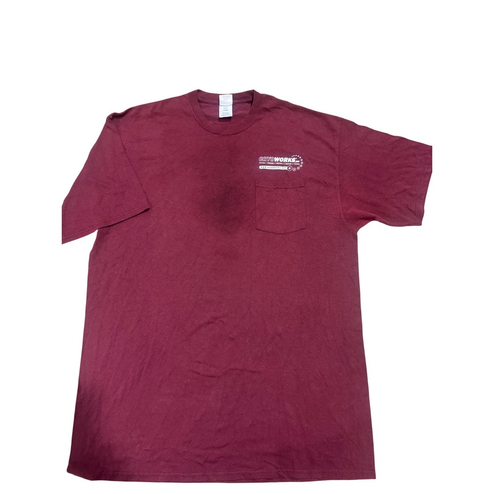 Port & Company Mens 2XLT Maroon CryoWorks Pocket T-Shirt Core Blend Burgundy Tee